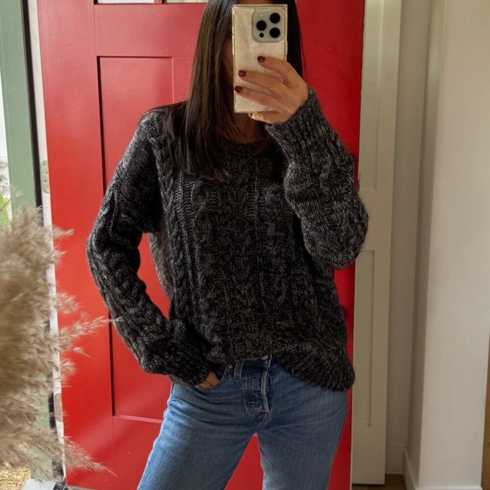 Vintage IRO Paris Mohair Wool Blend Sweater Made in Italy – Heathered Black Grey